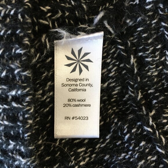 ATHLETA Black White Specks Wool & Cashmere Knit Zip Asymmetric Hem Sweater - Picture 3 of 9